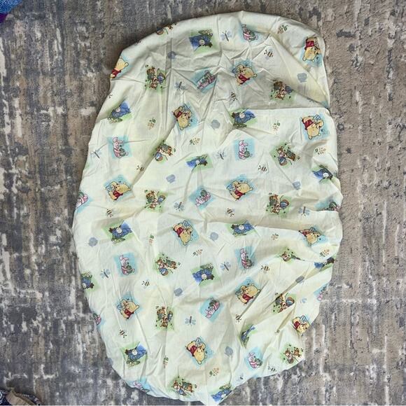 Disney Pooh Piglet Eeyore Nursery Crib Toddler Bed Yellow Sheet - Picture 1 of 4